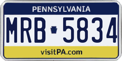 PA license plate MRB5834