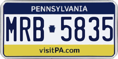 PA license plate MRB5835