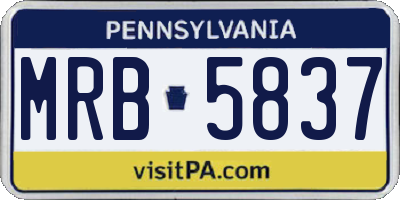 PA license plate MRB5837