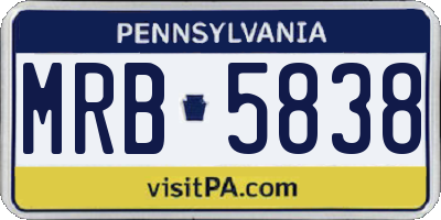 PA license plate MRB5838
