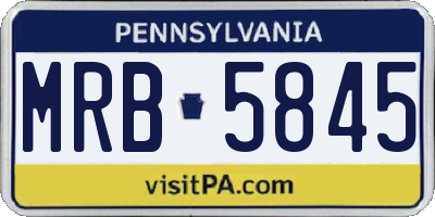 PA license plate MRB5845