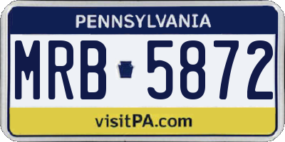 PA license plate MRB5872