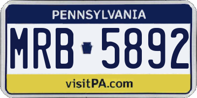 PA license plate MRB5892