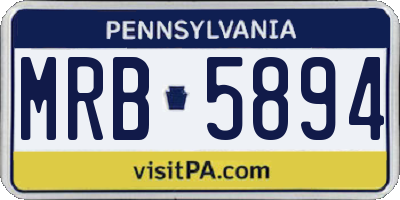 PA license plate MRB5894