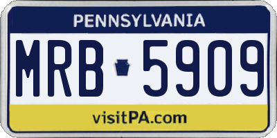 PA license plate MRB5909