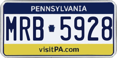 PA license plate MRB5928