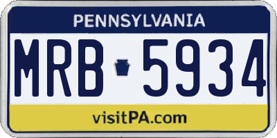 PA license plate MRB5934