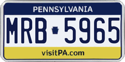 PA license plate MRB5965