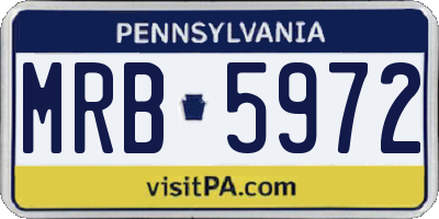 PA license plate MRB5972