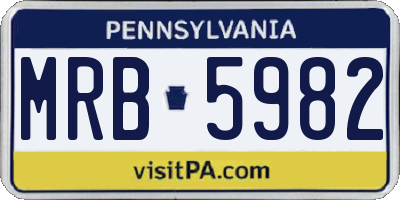 PA license plate MRB5982