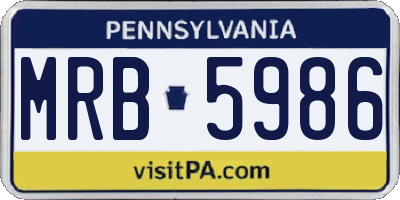 PA license plate MRB5986