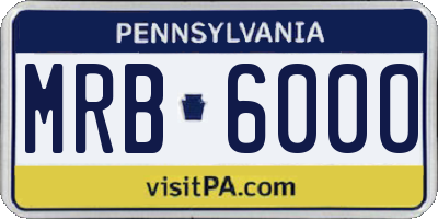 PA license plate MRB6000