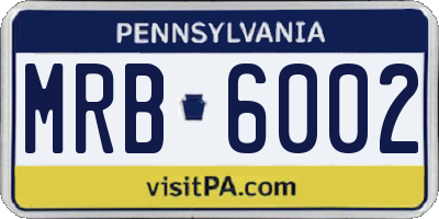 PA license plate MRB6002