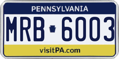 PA license plate MRB6003