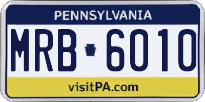 PA license plate MRB6010