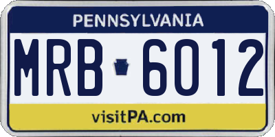 PA license plate MRB6012