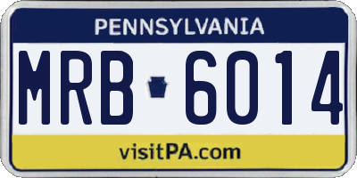 PA license plate MRB6014