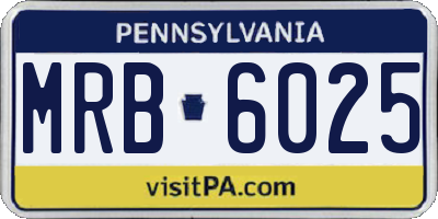 PA license plate MRB6025