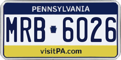 PA license plate MRB6026