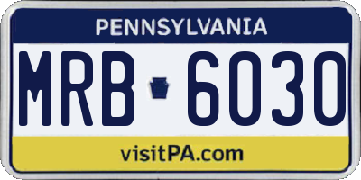 PA license plate MRB6030