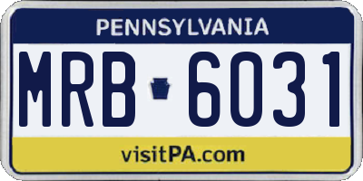 PA license plate MRB6031