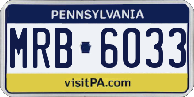 PA license plate MRB6033