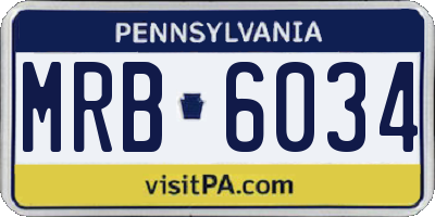 PA license plate MRB6034