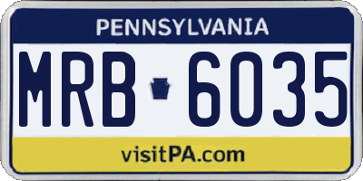 PA license plate MRB6035