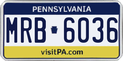 PA license plate MRB6036