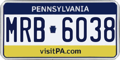 PA license plate MRB6038
