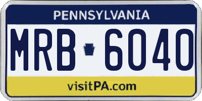 PA license plate MRB6040