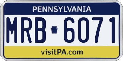PA license plate MRB6071