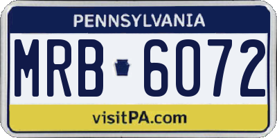 PA license plate MRB6072