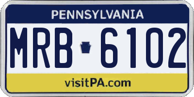 PA license plate MRB6102