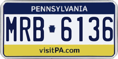 PA license plate MRB6136