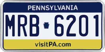 PA license plate MRB6201
