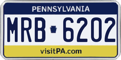 PA license plate MRB6202