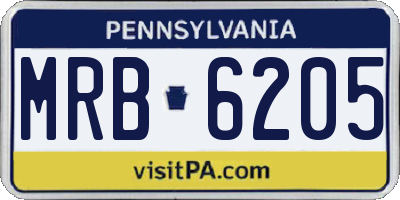 PA license plate MRB6205