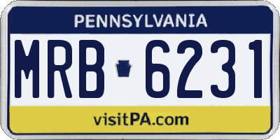 PA license plate MRB6231