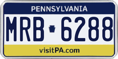 PA license plate MRB6288