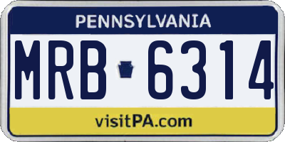 PA license plate MRB6314