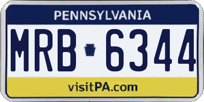 PA license plate MRB6344