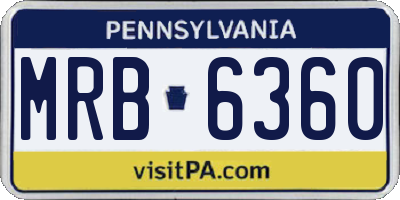 PA license plate MRB6360