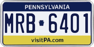 PA license plate MRB6401