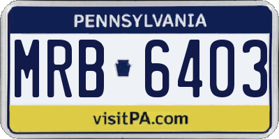 PA license plate MRB6403