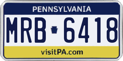 PA license plate MRB6418