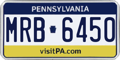 PA license plate MRB6450