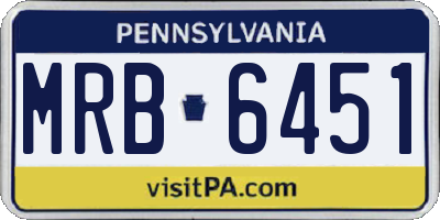 PA license plate MRB6451