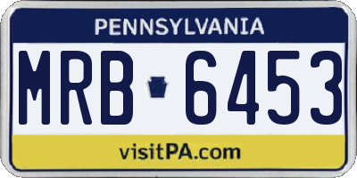 PA license plate MRB6453