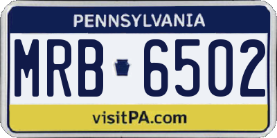 PA license plate MRB6502